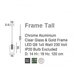 Szklana Lampa Wisząca Frame Tall przezroczysta złota