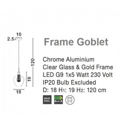 Szklana Lampa Wisząca Frame Goblet przezroczysta złota