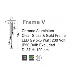 Szklana Lampa Wisząca Frame 5 punktowa przezroczysta złota