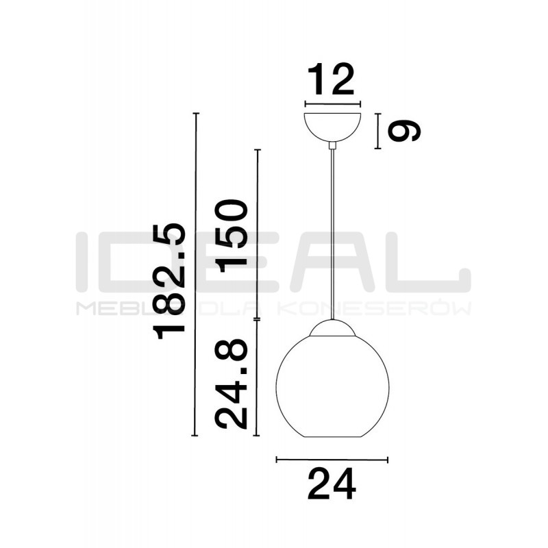 Szklana lampa wisząca Kula czarna transparentna 24