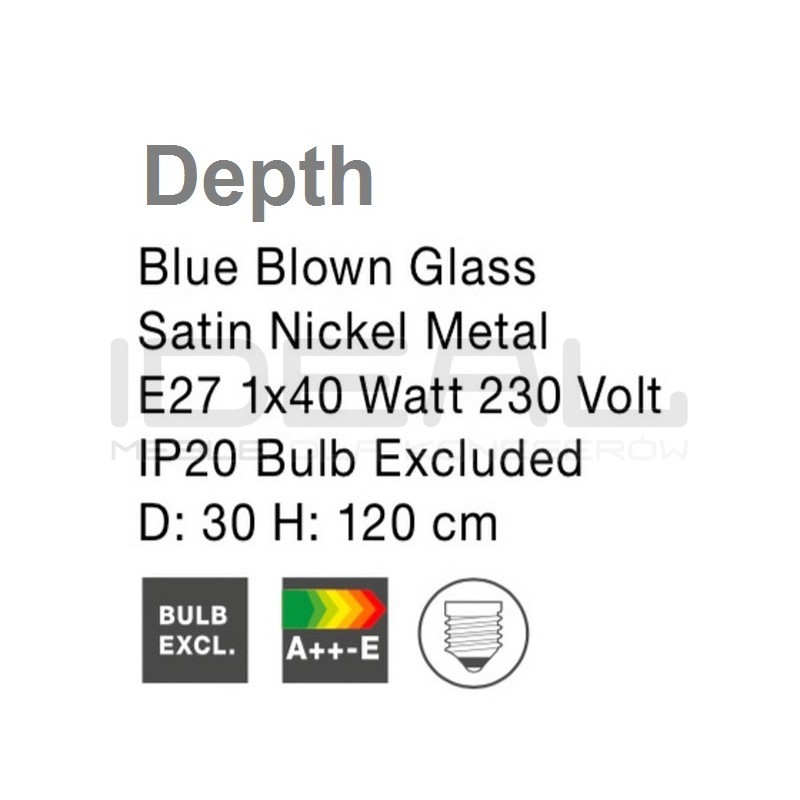 Szklana lampa wisząca Depth niebieska 30