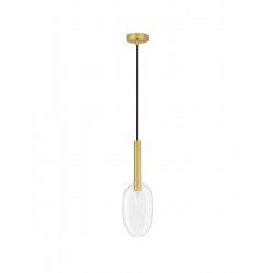 Lampa wisząca Laboratory Cylinder bezbarwne szkło złote detale