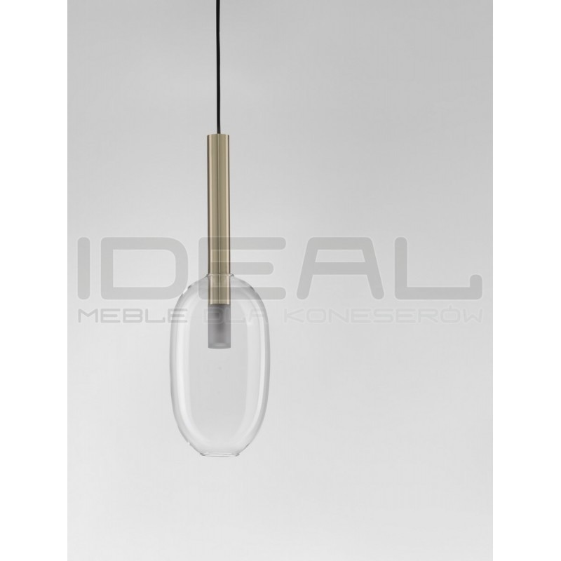 Lampa wisząca Laboratory Cylinder bezbarwne szkło złote detale