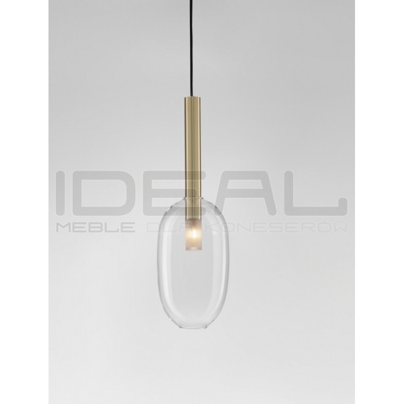 Lampa wisząca Laboratory Cylinder bezbarwne szkło złote detale