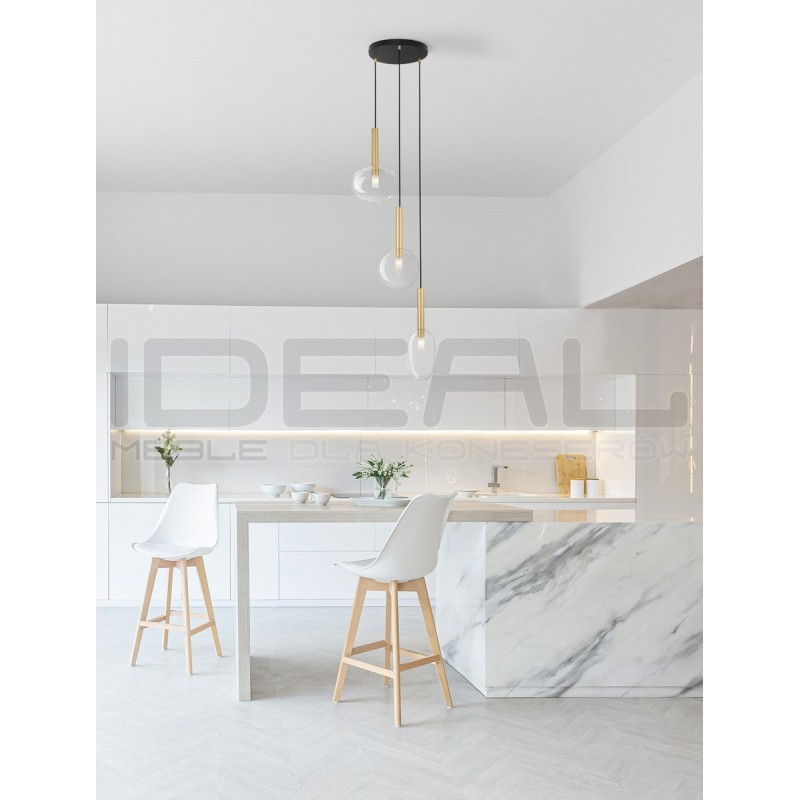 Lampa wisząca Laboratory potrójna bezbarwne szkło złote detale