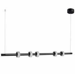 LAMPA WISZĄCA POZIOMA RINGO LED CZARNA 150 z marmurowymi pierścieniami