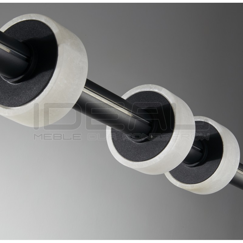 LAMPA WISZĄCA POZIOMA RINGO LED CZARNA 150 z marmurowymi pierścieniami