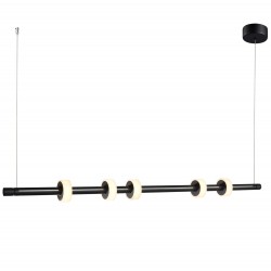 LAMPA WISZĄCA POZIOMA RINGO LED CZARNA 150 z marmurowymi pierścieniami