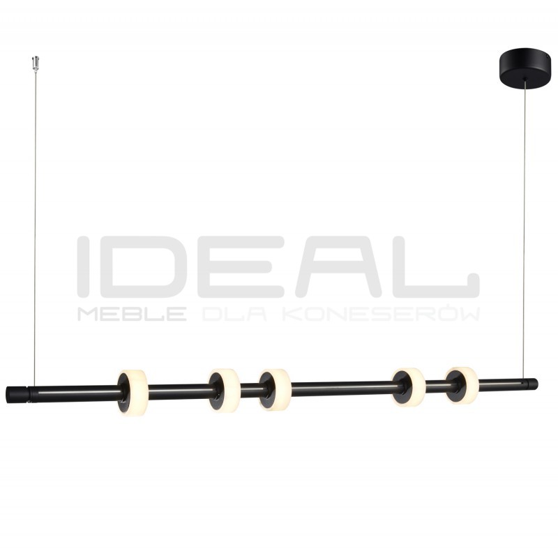 LAMPA WISZĄCA POZIOMA RINGO LED CZARNA 150 z marmurowymi pierścieniami