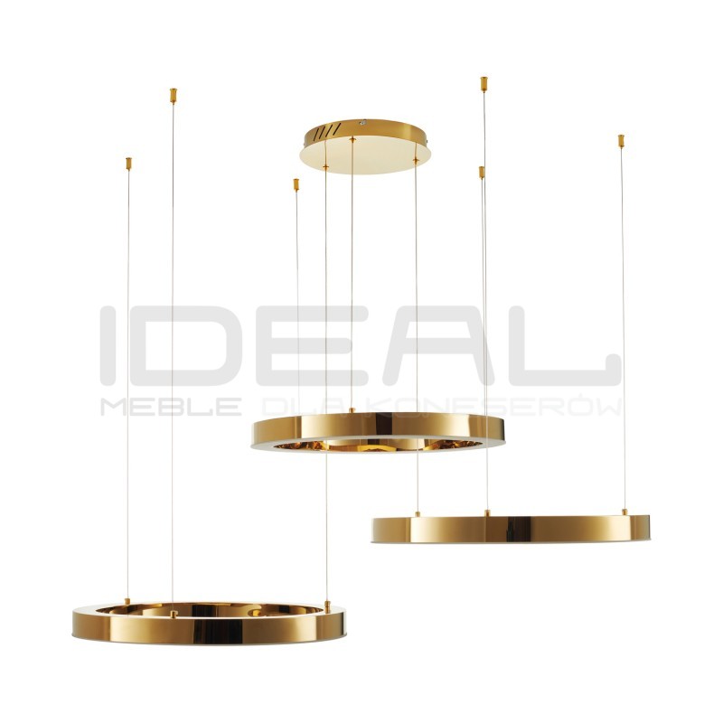 Lampa wisząca glamour Ring Circle 60+60+60 LED złota połysk