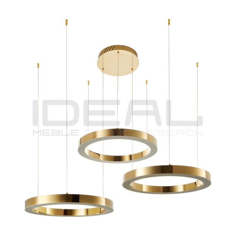 Lampa wisząca glamour Ring Circle 60+60+60 LED złota połysk