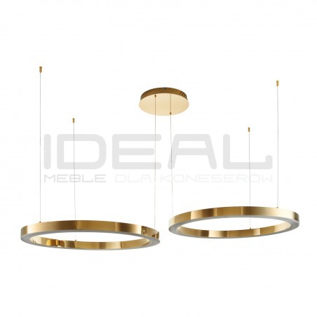 Lampa wisząca glamour Ring Circle podwójna 80+80 LED złota połysk