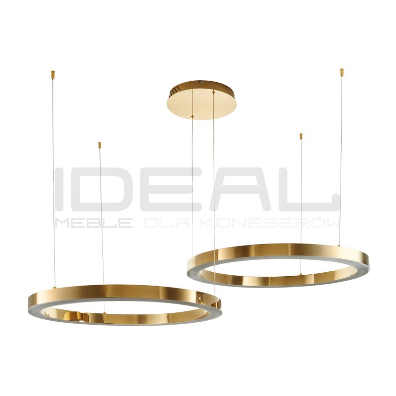 Lampa wisząca glamour Ring Circle podwójna 80+80 LED złota połysk