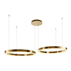 Lampa wisząca glamour Ring Circle podwójna 80+80 LED złota połysk