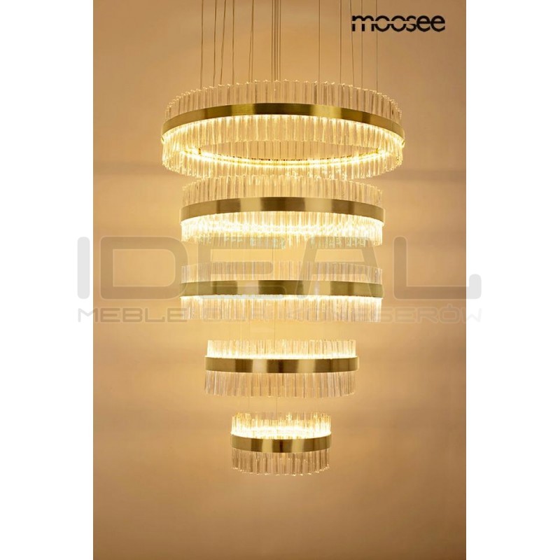 Duża Lampa wisząca glamour GHIA 5 złota