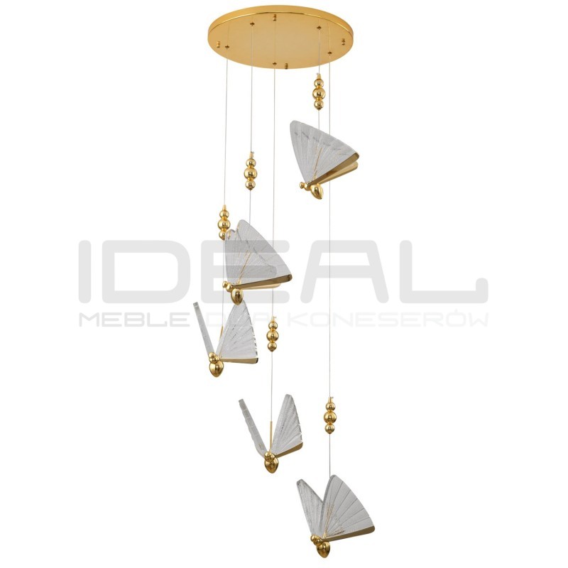 Lampa wisząca glamour BEE Motyl 5 Złota