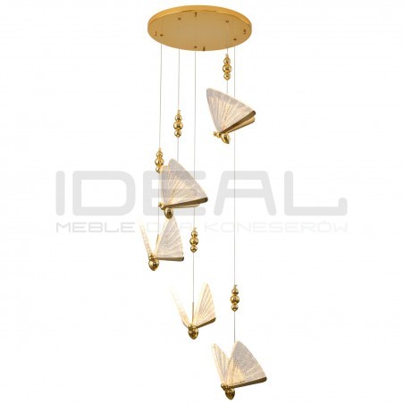 Lampa wisząca glamour BEE Motyl 5 Złota