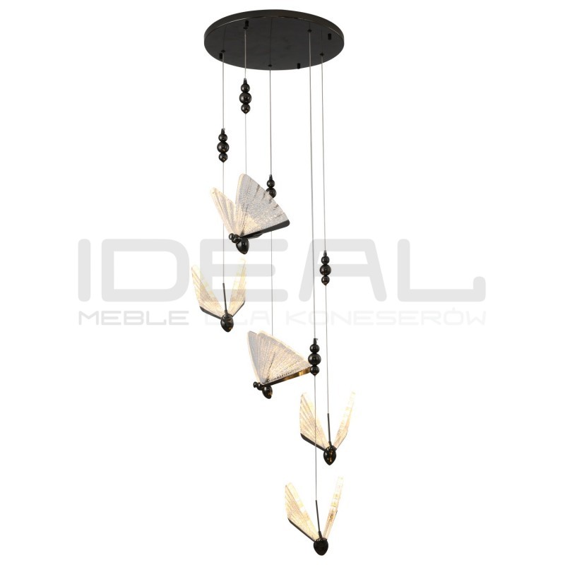 Lampa wisząca glamour BEE Motyl 5 Czarna