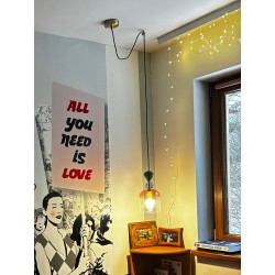 Szklana lampa wisząca Rainbow różowa kolorowe szkło