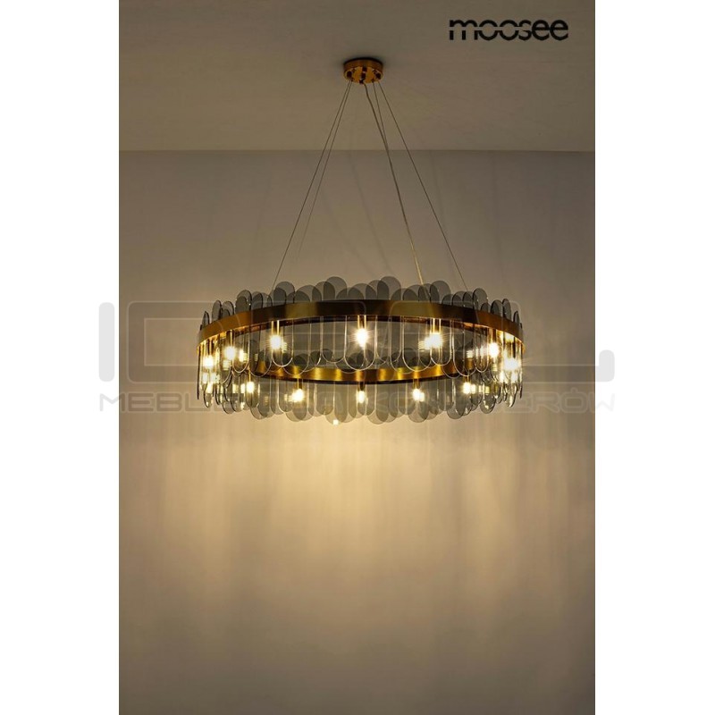 Lampa wisząca glamour NEMO z dymionymi kloszami 90 złota