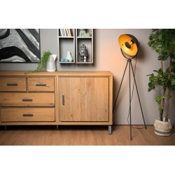 Lampa podłogowa na trójnogu Reflektor czarno zlota