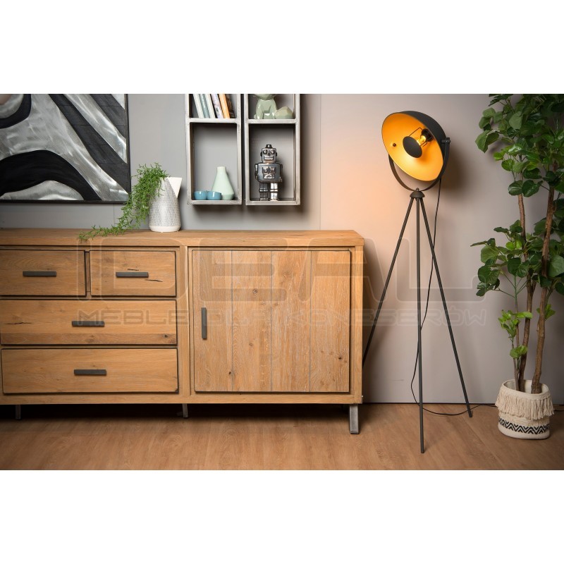 Lampa podłogowa na trójnogu Reflektor czarno zlota