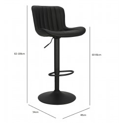 Obrotowy Hoker regulowany Bruno z oparciem czarny