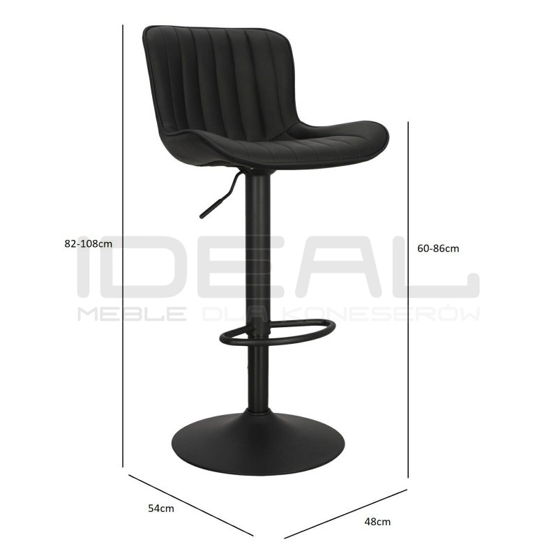 Obrotowy Hoker regulowany Bruno z oparciem czarny