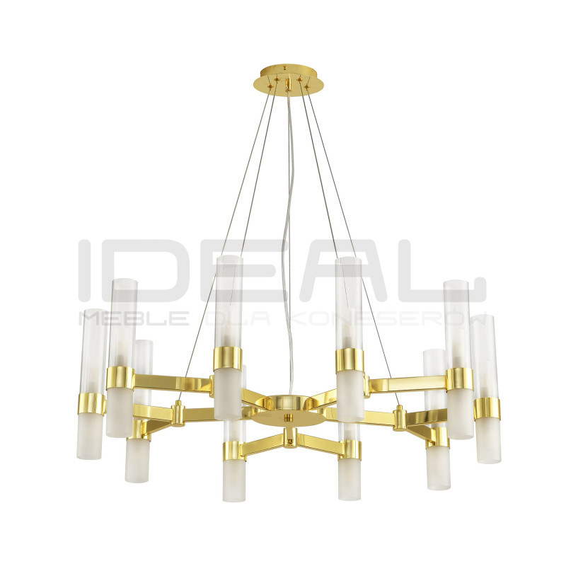 Lampa wisząca glamour Candela 10 ramienna złota 85