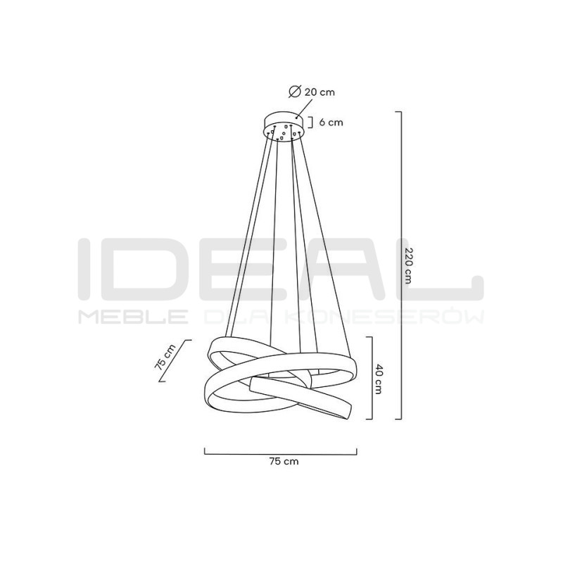 Kryształowa Lampa wisząca WAVE 75 chrom