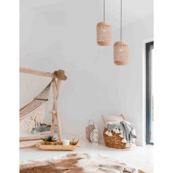 Lampa wisząca boho Banda Cylinder rattan