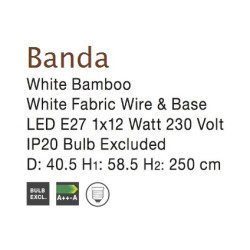 Lampa wisząca boho Banda biała bambus