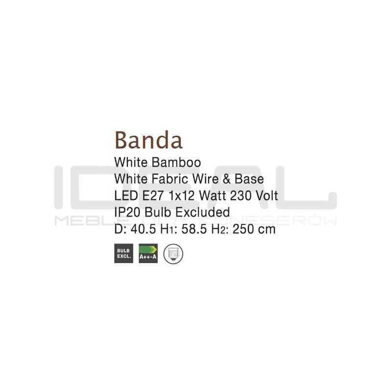 Lampa wisząca boho Banda biała bambus