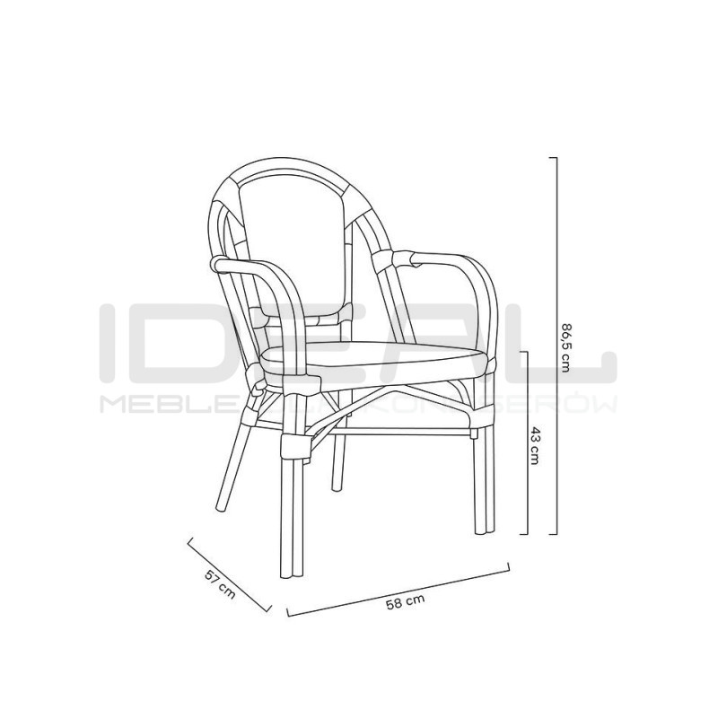 Krzesło Boho Caffe Paris z podłokietnikami
