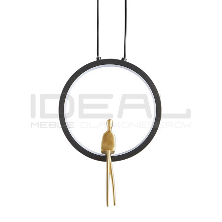 Lampa wisząca glamour AMICI czarno złota 27 z postacią