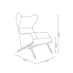 Fotel Uszak HAMPTON VELVET pepitka biało - czarna