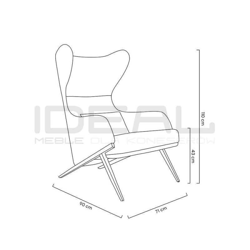 Fotel Uszak HAMPTON VELVET pepitka biało - czarna