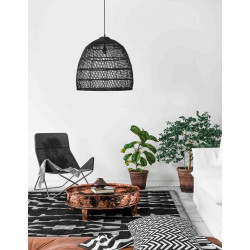 Lampa wisząca Boho Monaco czarny rattan fi 53