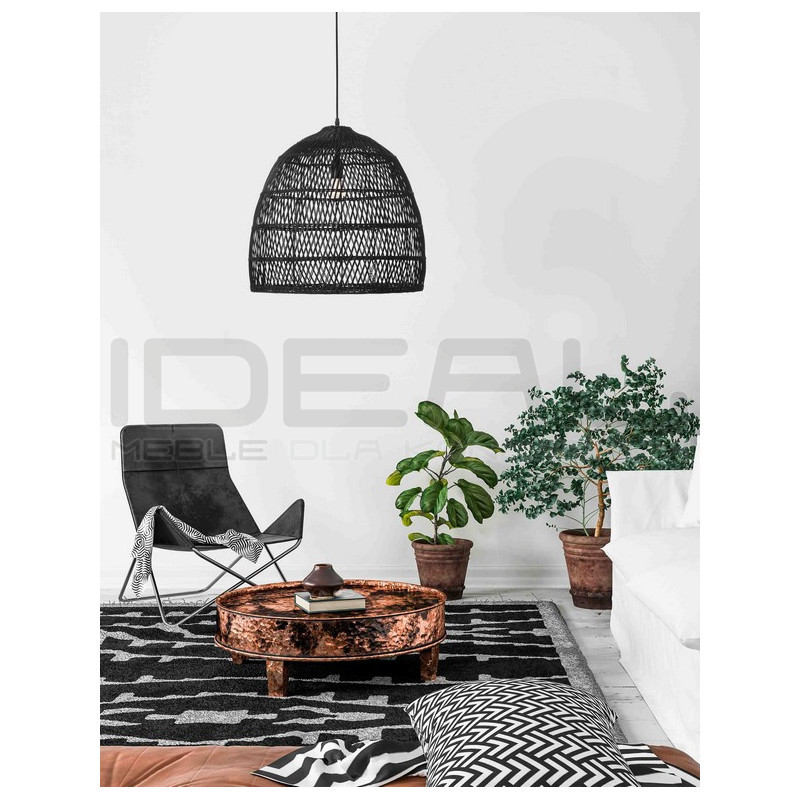 Lampa wisząca Boho Monaco czarny rattan fi 53