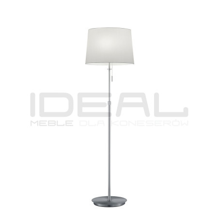 Lampa podłogowa Blanc srebrna z białym kloszem