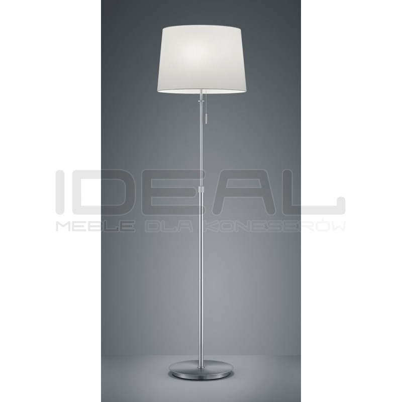 Lampa podłogowa Blanc srebrna z białym kloszem