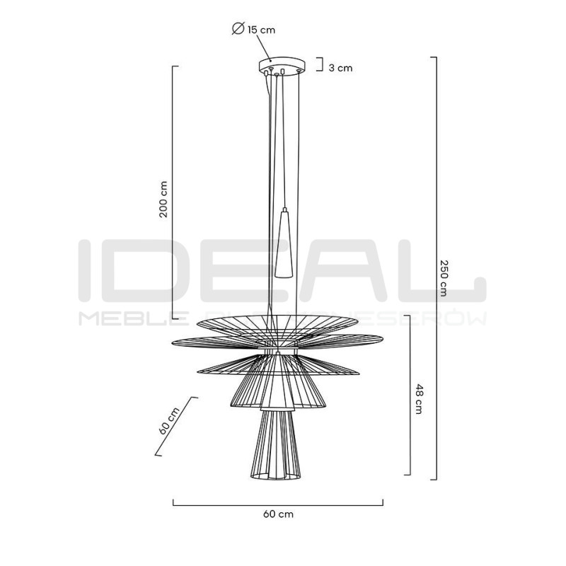 Lampa Wisząca geometryczna SESTO 250 czarna