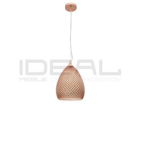 Szklana Lampa wisząca Szyszka 24 różowe złoto