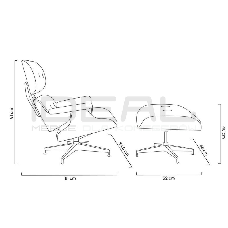 Fotel Lounge HM XL z podnóżkiem orzech