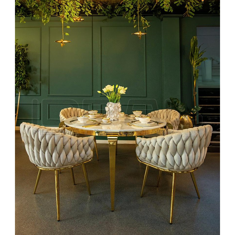 Okrągły stół glamour Maison z blatem konglomeratu 130