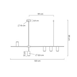 Lampa wisząca pozioma MODERNO 120 czarna