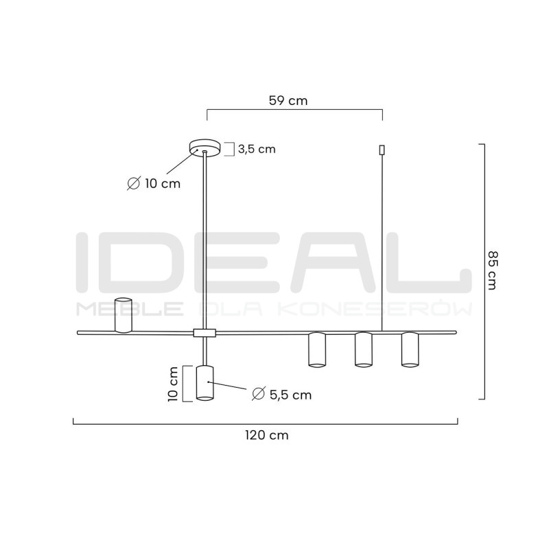 Lampa wisząca pozioma MODERNO 120 czarna