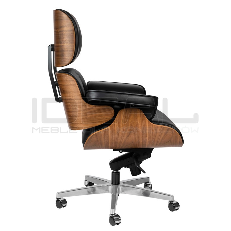 Fotel biurowy Bauhaus Lounge Gubernator Big XL czarny sklejka orzech