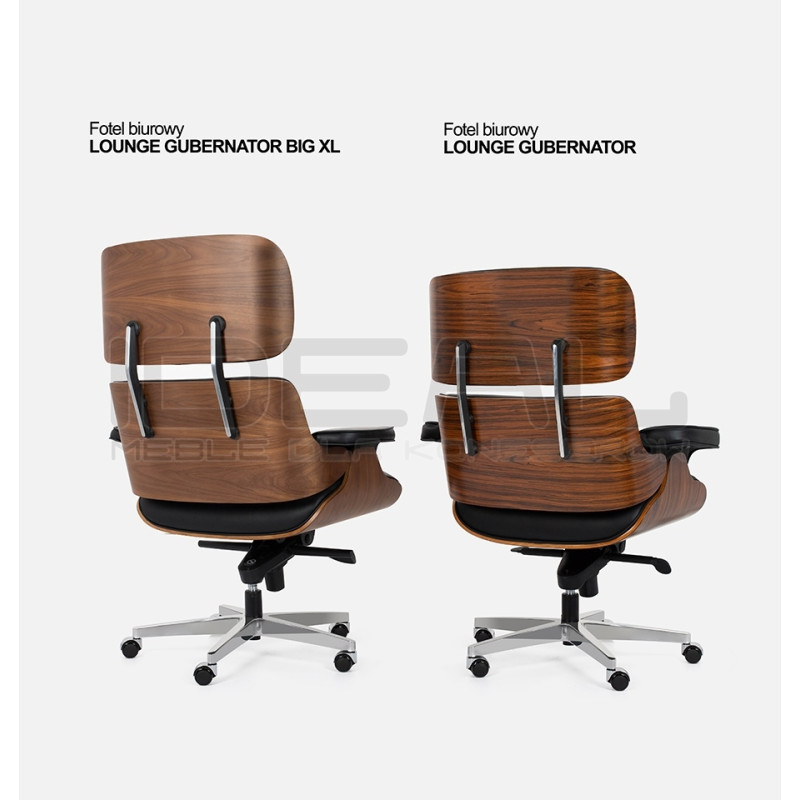 Fotel biurowy Bauhaus Lounge Gubernator Big XL czarny sklejka orzech