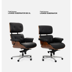 Fotel biurowy Bauhaus Lounge Gubernator Big XL czarny sklejka orzech